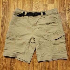 The North Face Cargo Shorts Men Large Khaki Belted‎ Outdoor Hiking